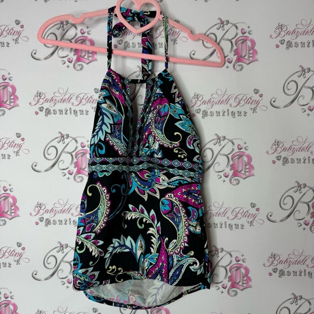 APT.9 bathing suit top Colorful Halter Top with Paisley Print boho